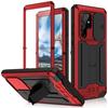 Custodia per Telefono R-JUST con Supporto in Metallo + Silicone e Copri Fotocamera Scorrevole per Samsung Galaxy S22 Ultra 5G