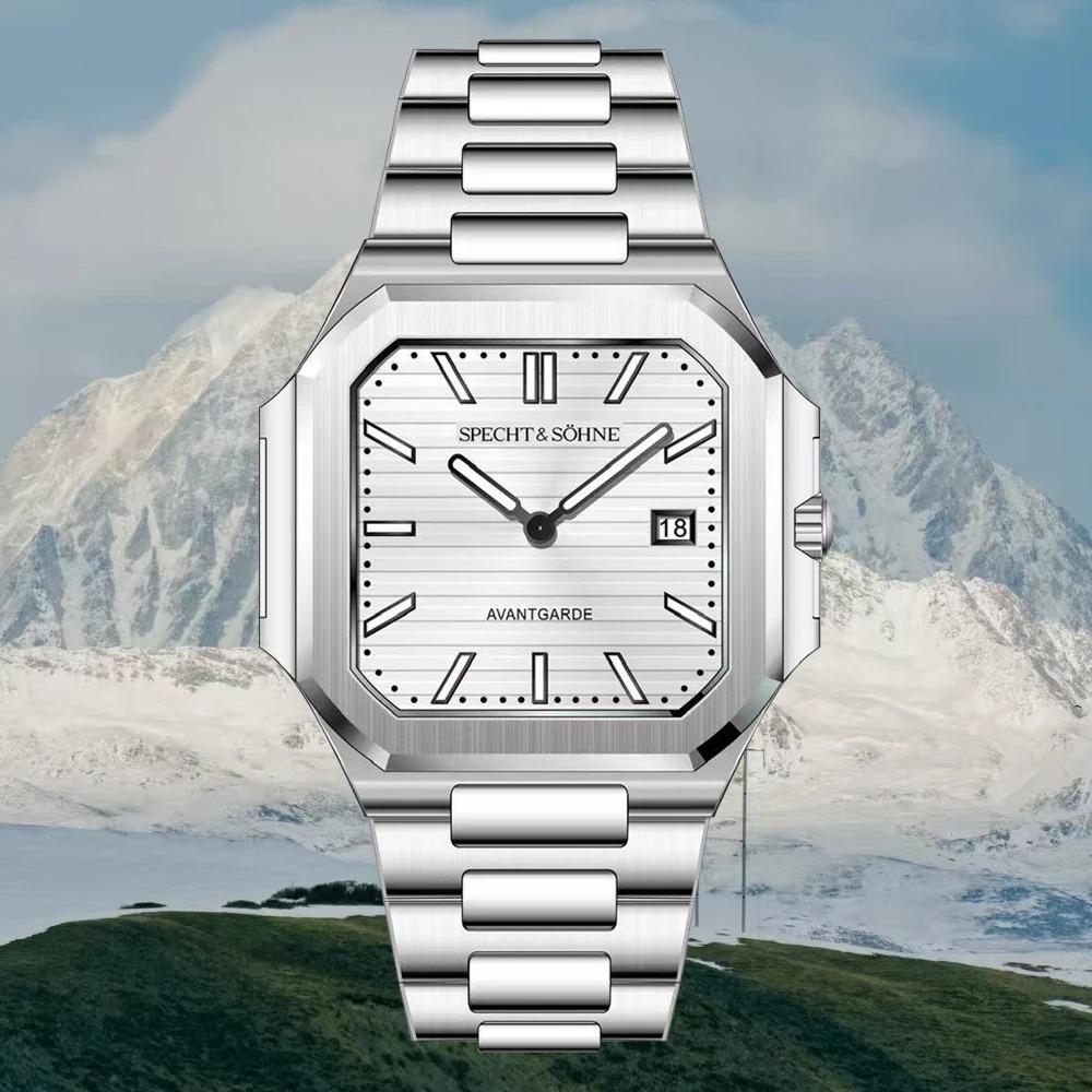 2025 Specht & Söhne New Hot Selling Ultrathin Cubic Watch For Men Quartz Wristwatch Sapphire Green Color Luminous Waterproof