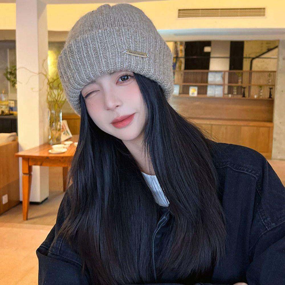 Wool Hat Knitted Hat Warm Cap Knit Beanie Sweet Crochet Basin Cap Outdoor