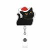 Christmas Creative Black Cat Acrylic Badge Holder ID Card Holder Retractable Badge Reel Christmas Gift for Nurses Keychain Gifts