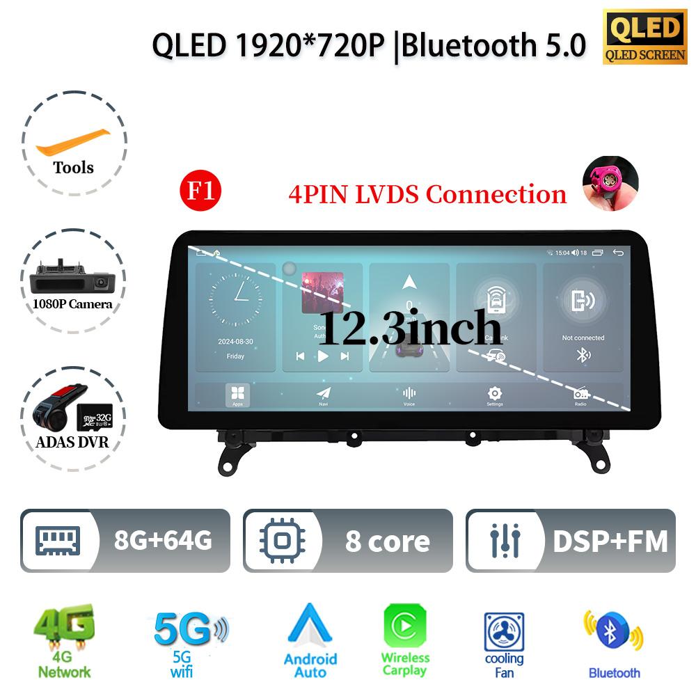12.3" For BMW X3 F25 X4 F26 2011-2017 Android 14 Car Radio Multimedia GPS Navigation Bluetooth WIFI CarPlay Touch Screen Stereo