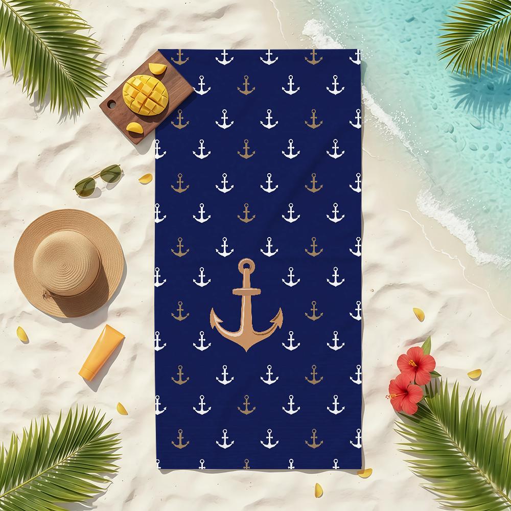 Sea Ship Anchor Towel Soft Pool Gift For Travel Gym Shower Camping Quick Dry Sports Beach Towels
