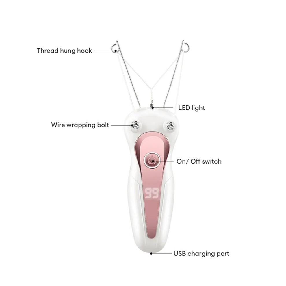 Épilateur Électrique à Fil de Coton pour Femmes, Rechargeable, pour le Visage, le Corps et les Jambes.  Épilateur avec Écran LCD.