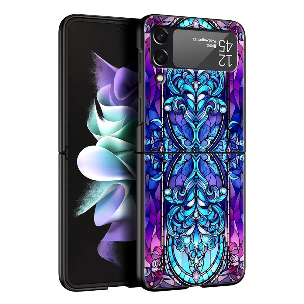 Beautiful Sun Moon Glass Hard PC Phone Case For Samsung Galaxy Z Flip 7 6 5 4 Black Cover For Galaxy Z Flip 3 Foldable Shell Bag