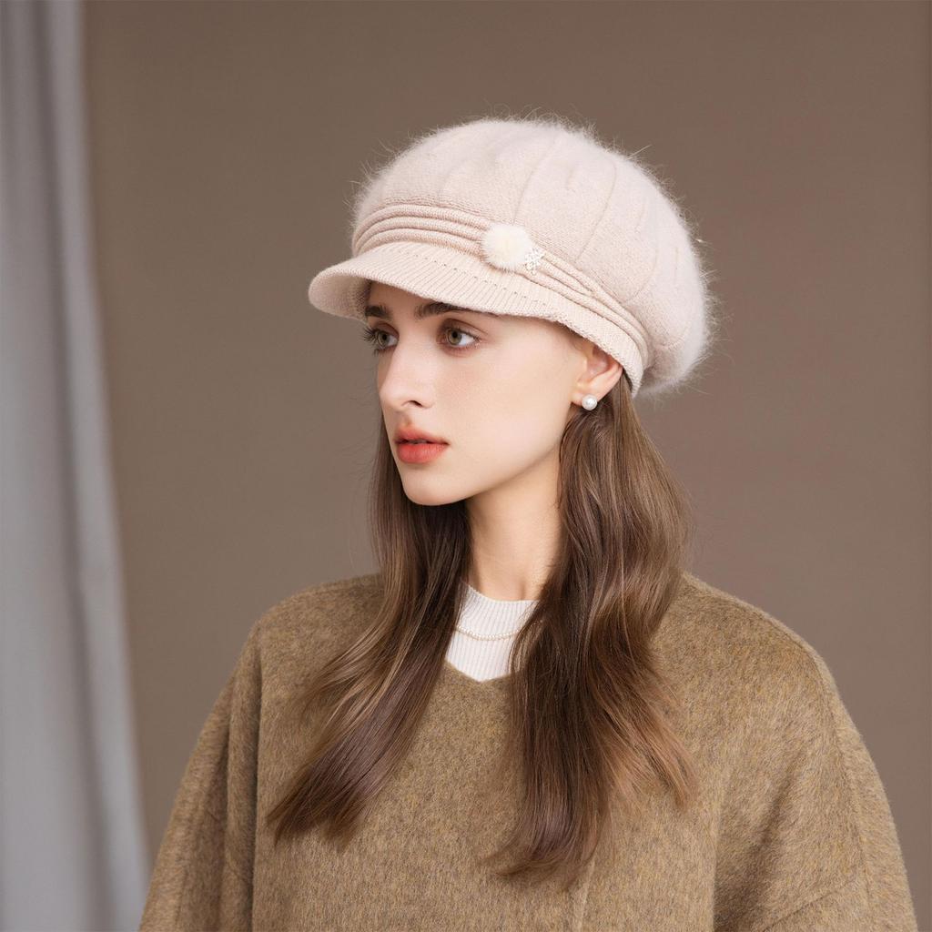 Chapéu Tricotado Feminino com Isolamento de Pelúcia e Fio à Prova de Frio Chapéu Balde