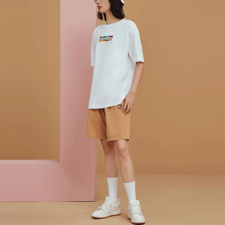 Li Ning Sports Fashion Series Logo Letter Print Short Sleeve T-Shirt Unisex Tops White AHSS565-1