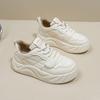 Zapatillas de deporte gruesas con plataforma informal para mujer, zapatillas ligeras para correr, zapatillas de deporte transpirables de cuero PU para caminar, zapatos deportivos de tenis con cordones para mujer