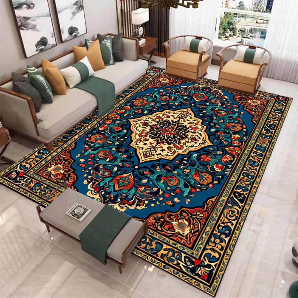 Symmetrical Flower Pattern Carpet Fashionable Living Room Decoration Large Area Floor Mat Corridor Balcony Anti Slip Door Mat