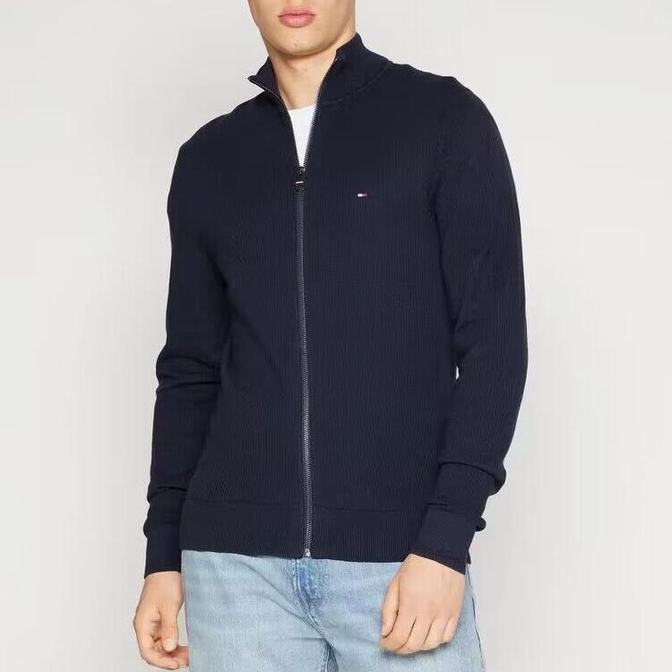 Tommy Hilfiger Golf Outfit American Vintage Solid Color Cardigan Stand Collar Long Sleeve Spring Autumn Sweatshirt Men Sweatshirt 78J9322-410