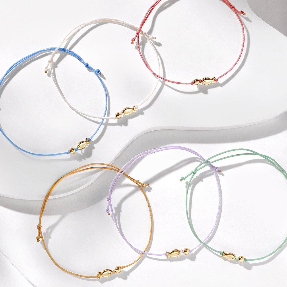 14K Lucky Fish Golden Ball Knot Bracelet (6 Types)