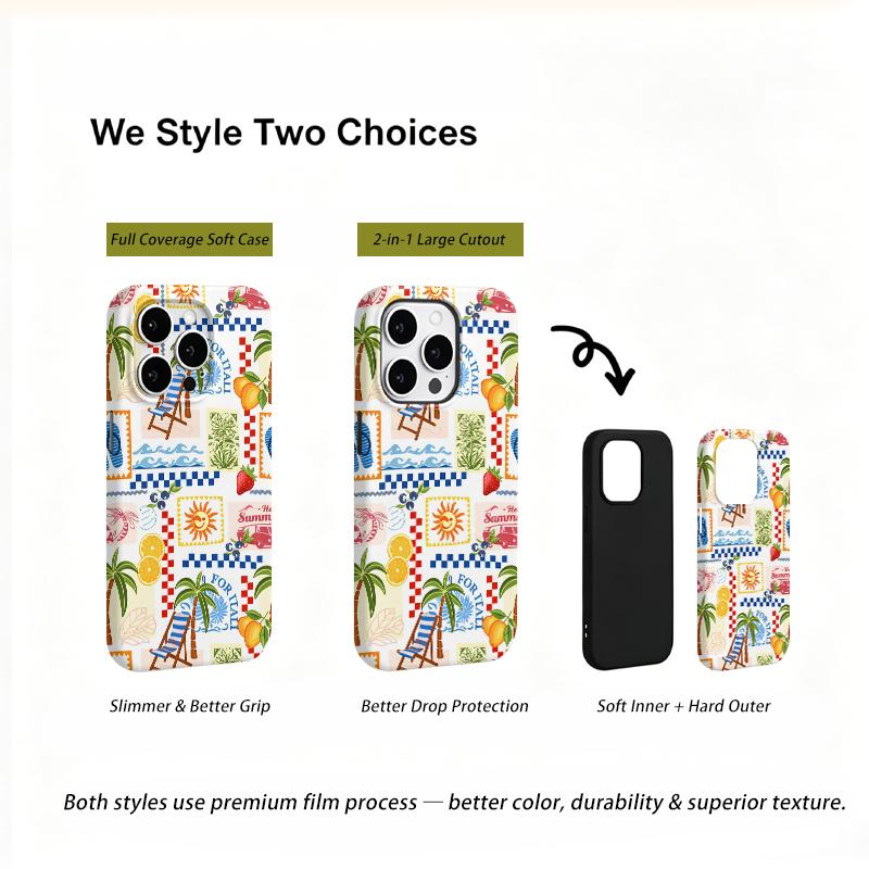 Sunbaked Retreat Summer Graphic Art Film Aesthetic Protective Shockproof Bumper Case Cover For iPhone 14 15 16 Pro Max Plus