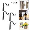 4Pcs Black Metal Wall Hooks Curved Hanging Plant Bracket Flower Basket Decor