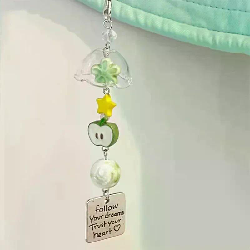 Transparent Keychain Cute Wind Chime Pendant Keyring Mobile Phone Lanyard Kawaii Bag Decorative Accessories Home Decorations