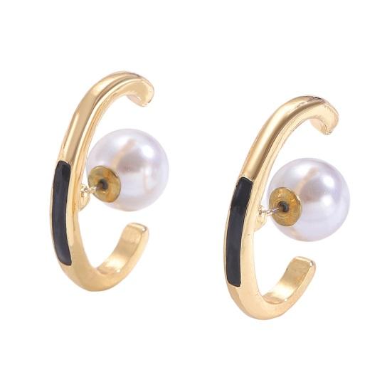 C-Shaped Earrings Oval Hoop Earrings Versatile Drop Earrings for Women Elegant Retro