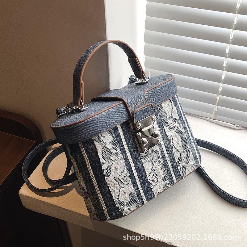 Small bag women's trendy fashion hand carry texture printed styling women's bag shoulder crossbody cosmetic bag new
