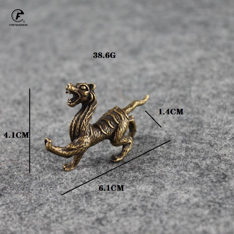 Pure Copper Chinese Ancient Mythical Beast Miniature Figurine whiteTiger Feng Shui Ornament Home Decoration Craft