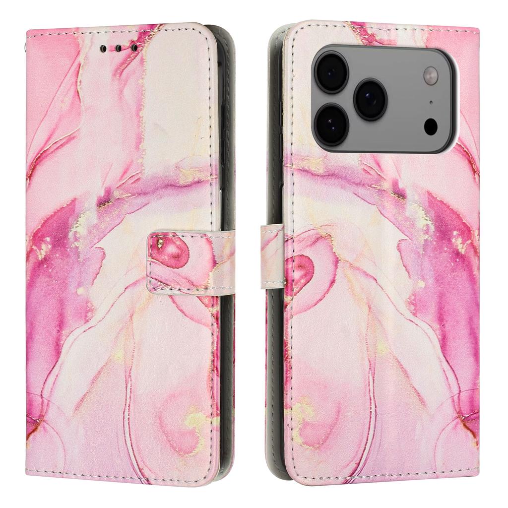 For iPhone 17 Pro Max Stand Case Marble Pattern PU Leather Wallet Phone Cover