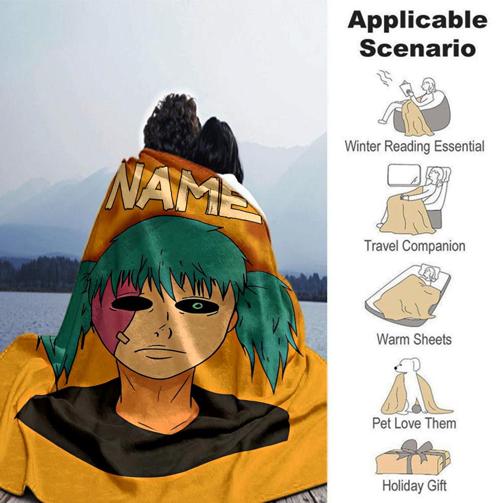 Customiz Name Personality Sally Face Blanket Soft &Warm Sofa Office Bed Travel Lunch Break Blanket, Gift Suitable All Seasons