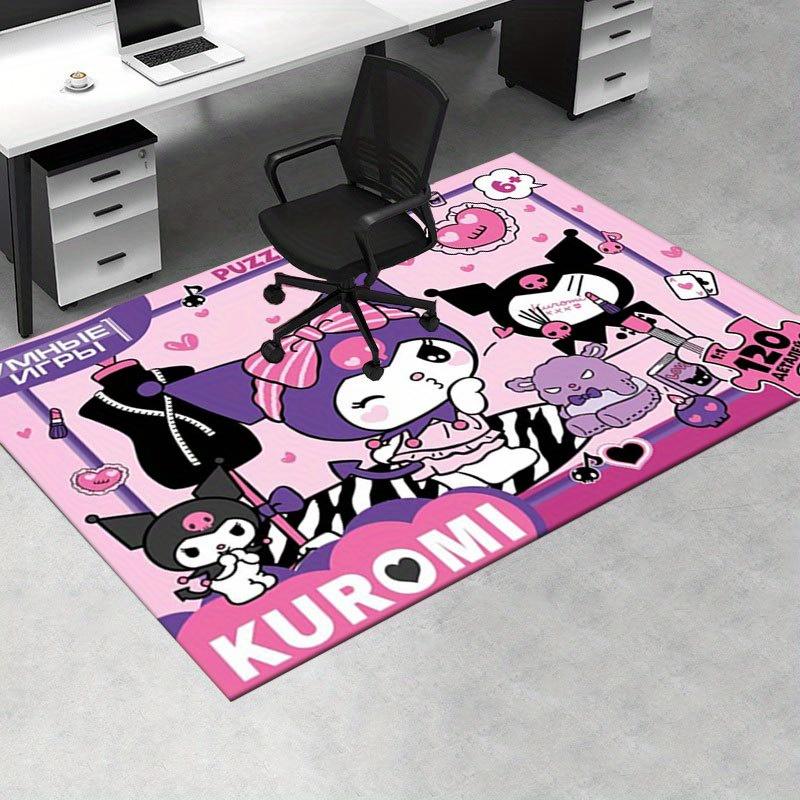 1pc Sanrio Kuromi Mermaid Printed Office Carpet Rectangle Rug Under The Table,Perfect Room Decor for Living Room, Bedroom, Kitchen, Non-slip Floor Mat
