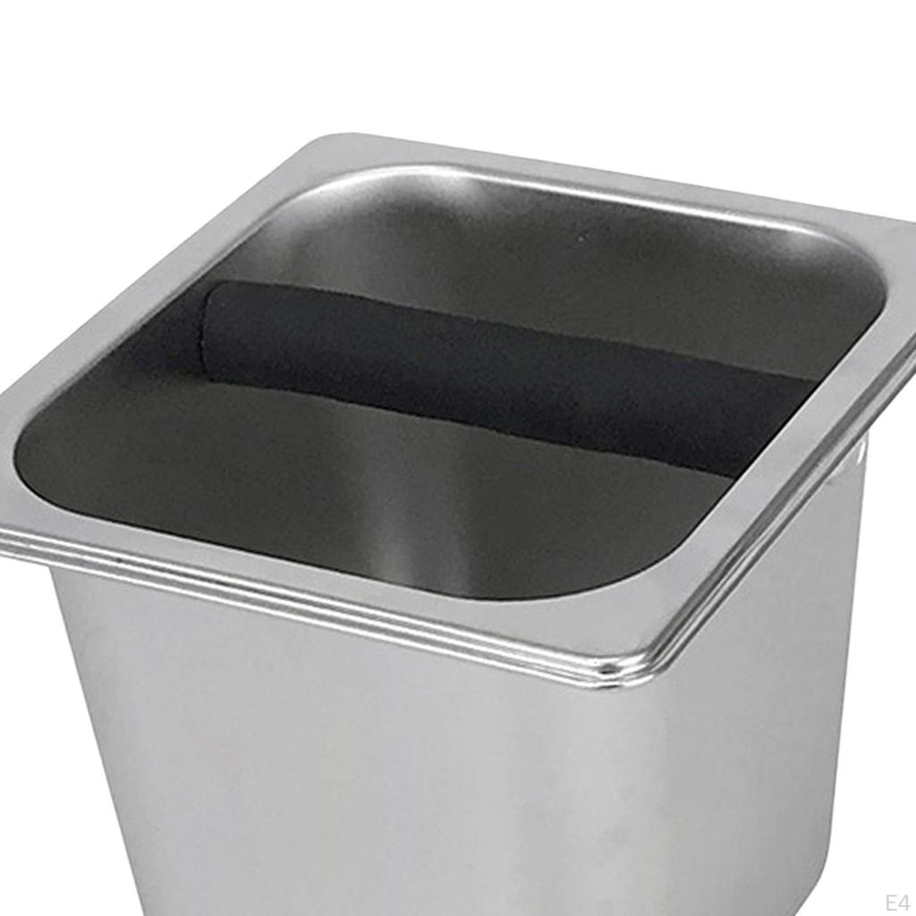 Premium Stainless Steel Espresso Knock Box with Silicone Bar for Home and Cafe Use