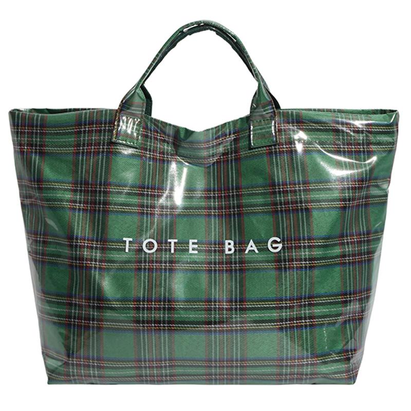 PVC Tote Bag Plaid Work Handbags Purses Large Shoulder Handbag Plastic Carry All Bag for Women Work Travel Fashion Shopping Bag