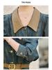 Autumn 2023 Retro Denim A-line Dress: Women's Long Sleeve, Waist-Slimming, Medium Length, Lapel Style