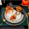 6pcs with Artificial Maple Halloween Pumpkin Napkin Rings Serviette Buckles  Thanksgiving Day