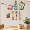 Coffee Wall Decor 7Pcs Themed Wooden Decor, 2D Flat Farmhouse Kitchen Art Retro Sign Plaques, Country Style Ornaments for Dining Room Cafe Home