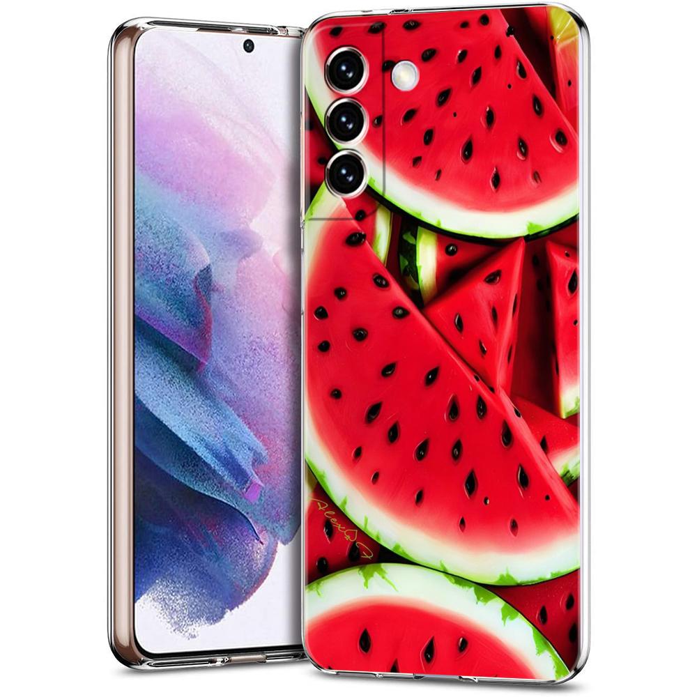 

Transparent Phone Case Cover for Samsung Galaxy S25 S24 S23 S22 S20 S21 FE Ultra S24 S23 S10 S10E Plus Watermelon Fruit Pattern for Samsung S25