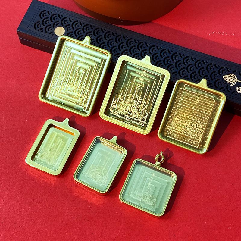 Tibetan Thangka Gold Necklace: Non-fading, Waterproof GAU Box Pendant, Multi-size Options