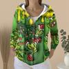 Women's Fashion Casual Sweater Button-Up Print Cardigan  Hooded Jacket