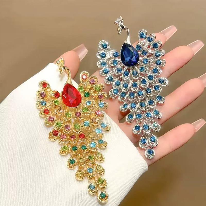 1pc Jewelry Accessories Luxury Peacock Brooches Colorful Rhinestone Creative For Women Crystal Brooch Pins