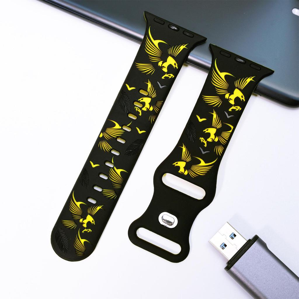 Dual-Color Eagle Engraved Silicone Strap for Apple Watch Series