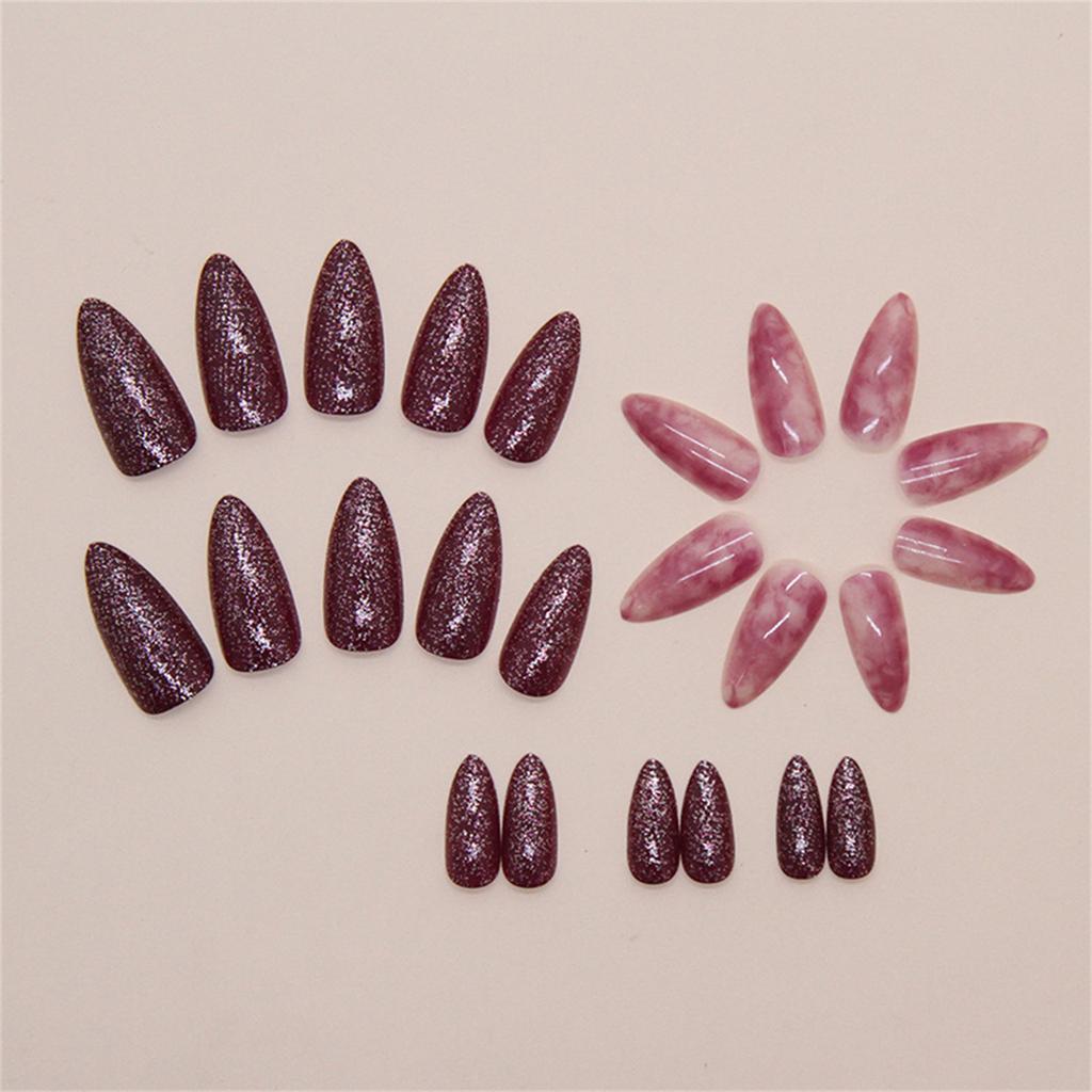Press On Nail Almond Shaped Fake Nail Glossy Stick On Nail Natural Full Cover False Nail Acrylic Glues On Nail for Women