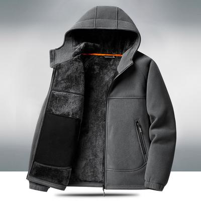 Outdoor Fleece Men's Polar Fleece Warm Jacket In Autumn and Winter Leisure Sports Collar Coat Thin Velvet Coat