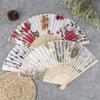 1 Peça Ventilador de Dança de Mão Estilo Chinês Padrão Personalizado Ventilador Dobrável de Bambu Ventilador de Mão para Casamento Ventilador de Flor de Bambu
