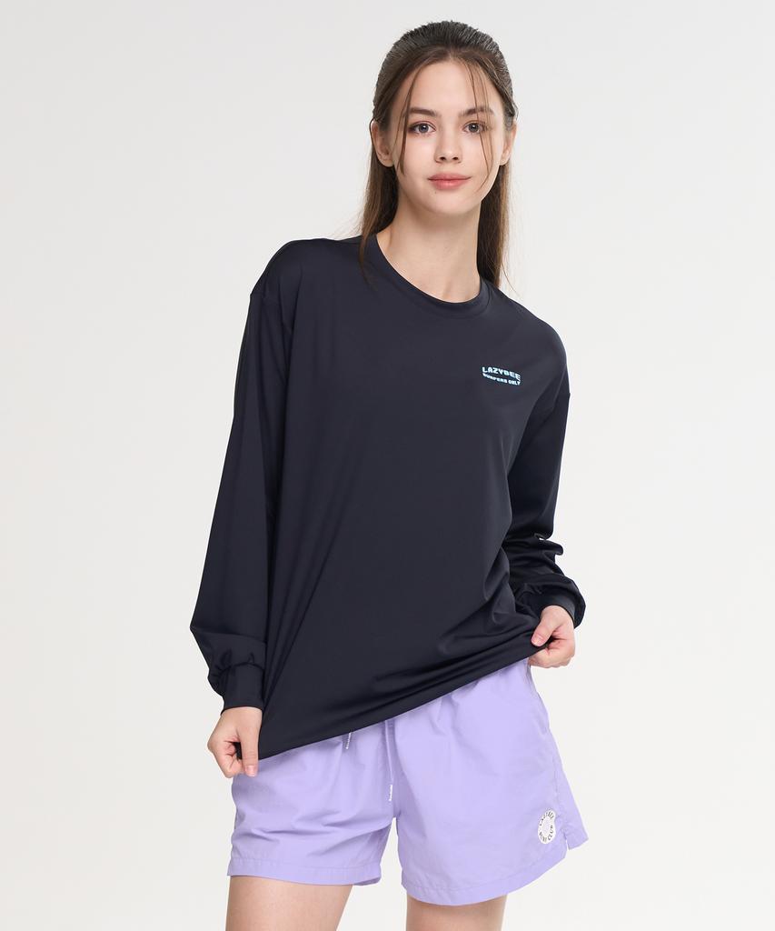 Leijibi [Set] Dry-Cooling Oversized Long Sleeve Rash Guard + Swim Shorts Set W Black