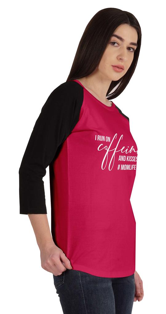 Inkmeso I Run On Caffeine And Kisses #Momlife T-shirt Graphic Top For Women