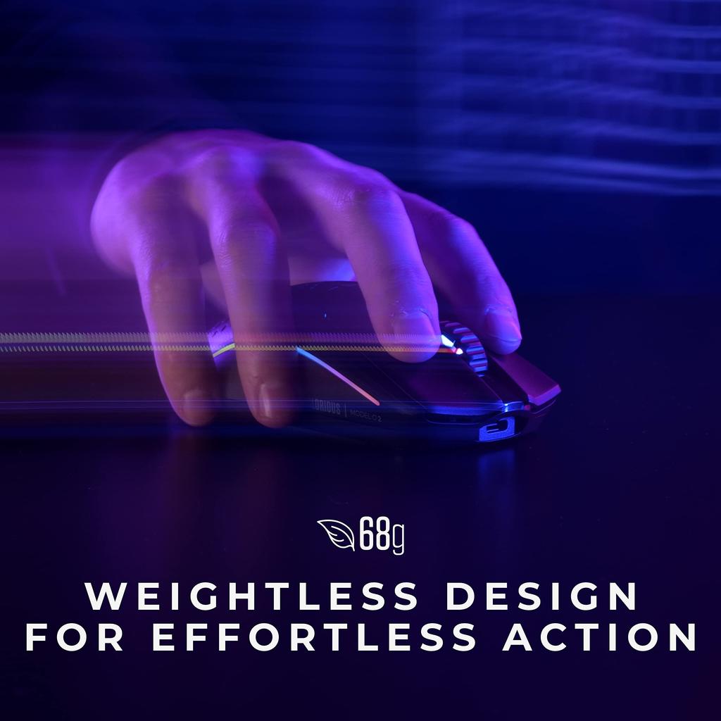 Glorious MODEL O 2 Wireless Gaming Large RGB Wireless and Bluetooth Connection Matte MS667 Mouse, Ultra-Lightweight 68g, Capacity, 2.4G Compatible,