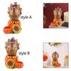 Turkey Statue with Pumpkin Ceremory Tabletop Parties Decoration Ornament Anniversary Dining Room Table Centerpiece Candle Holder