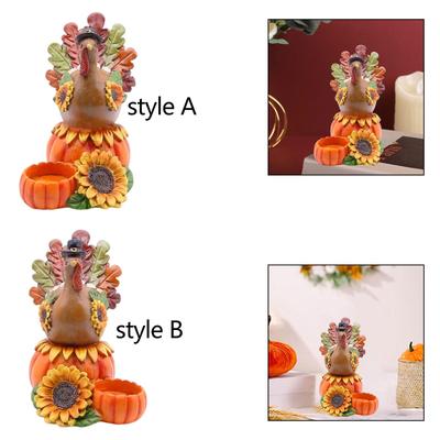 Turkey Statue with Pumpkin Ceremory Tabletop Parties Decoration Ornament Anniversary Dining Room Table Centerpiece Candle Holder