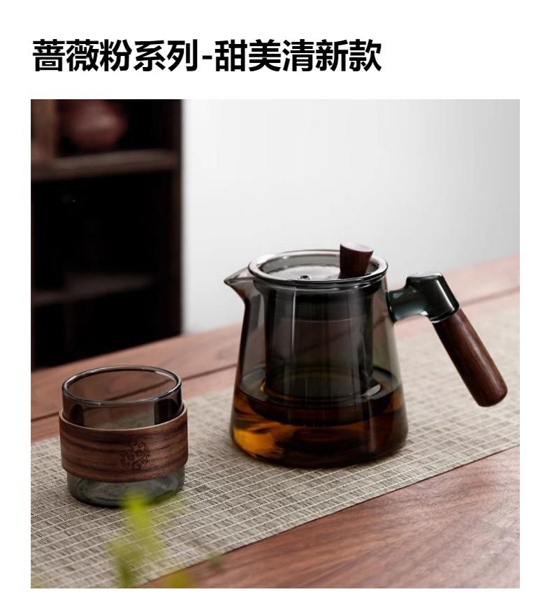 Side teapot glass tea maker electric clay oven high temperature brewing teapot wood single pot filter kung fu tea set