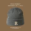 Edition Autumn and Winter Letter R Standard Wool Hat for Men and Women, Simple and Versatile Cold-proof and Warm Cover Cold Hat