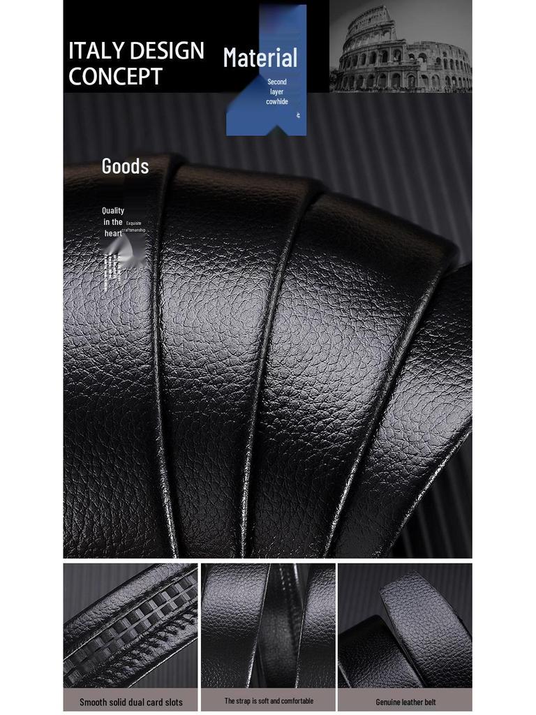 Herren Premium Echt Rindsleder Gürtel mit Legierung Automatikschließe