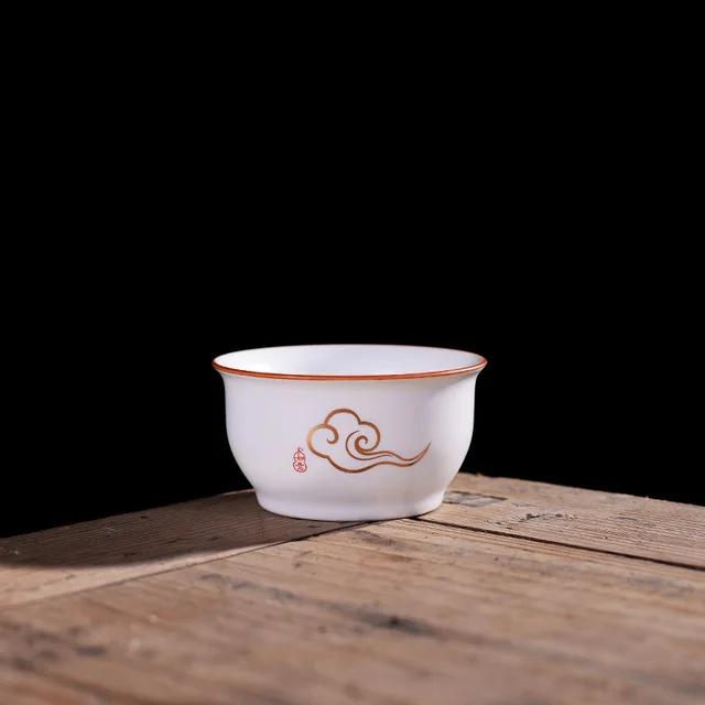 4pcs High Quality White Porcelain Tea Cup, Ding Kiln White Teacup , Matt Glaze Kung Fu Tea Set Tea Ceremony Supplies Mug