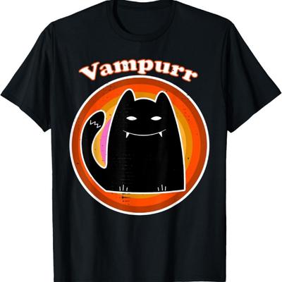 Halloween Vampire Black Kitten Dracula. Vampurr Cat T-Shirt