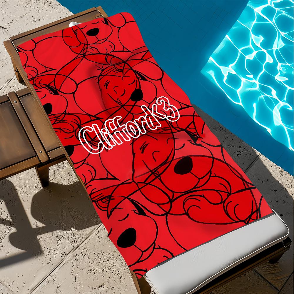 C-clifford B-big cute R-red Dog Towel Large Quick-Drying Microfiber soft Beach Towel for Travel Fitness Sauna Bathing Camping
