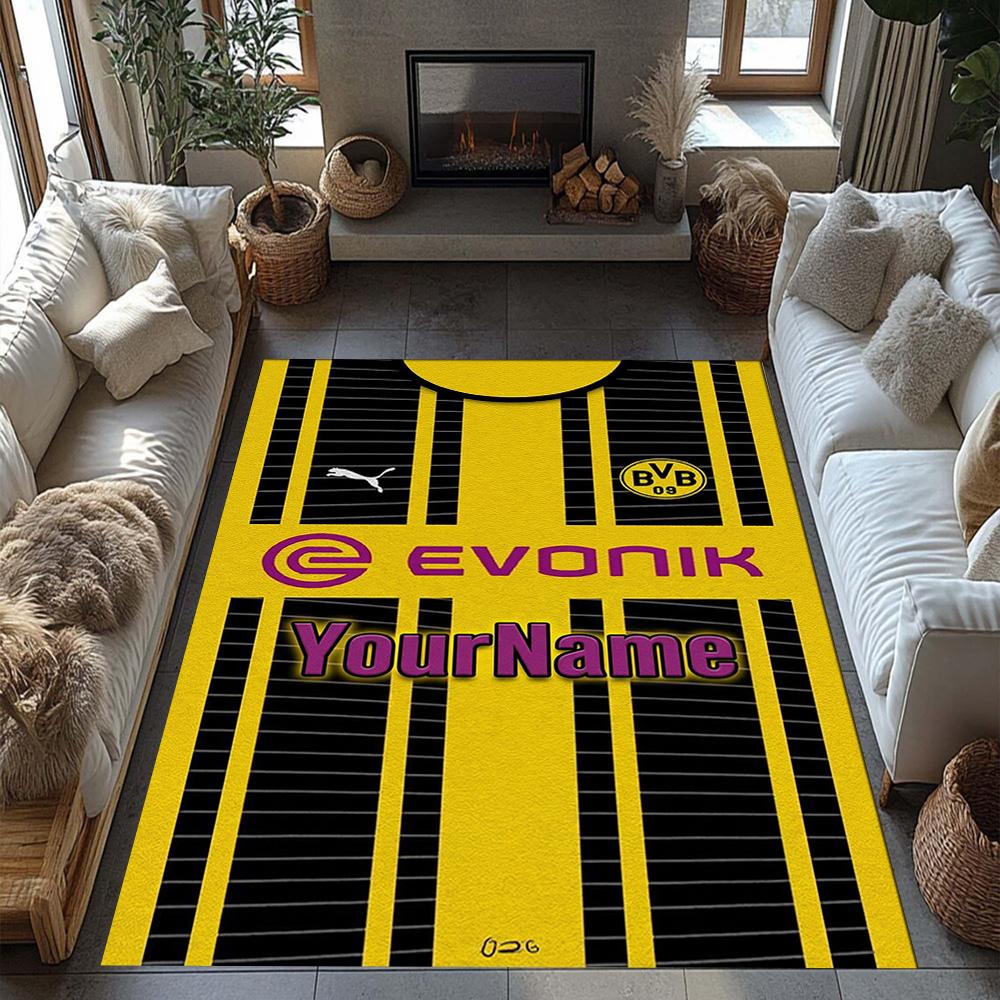 Borussia Dortmund Personalized Text Carpet Design for Entryway Study Room Game Room Hallway Anti-slip Rug Anime Office Decor Spiritual Gift