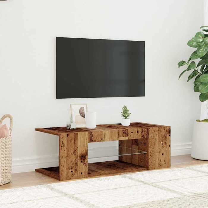 VidaXL TV Cabinet with LED Lights Old Wood Engineered Wood, TV Stand, Media Unit, TV Console, Hi-Fi Cabinet, 856325