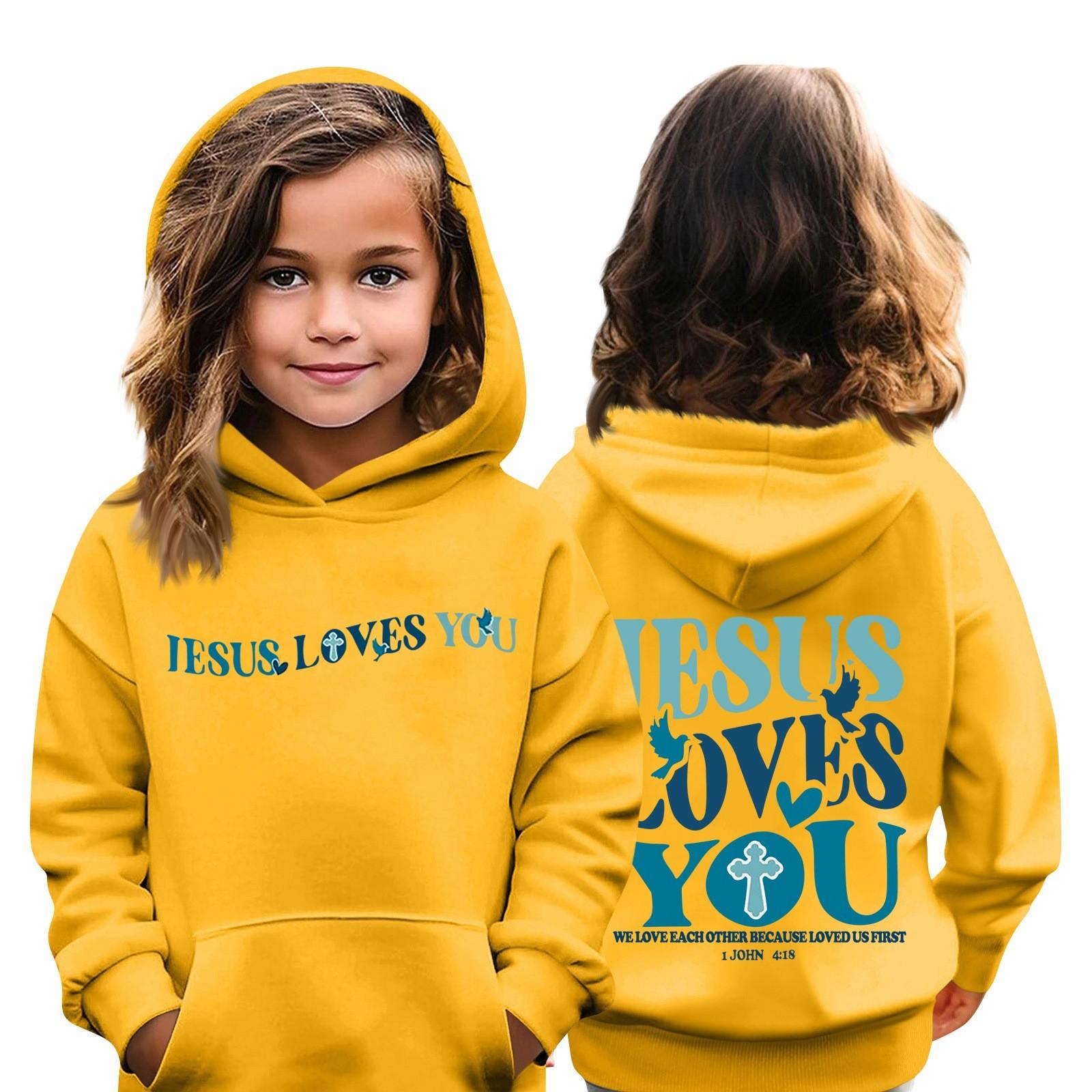 

Детская толстовка с капюшоном для мальчиков и девочек, модная принтованная толстовка с длинными рукавами и карманом 150 жёлтый